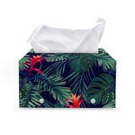 Hawaiian Palm Leaves Pattern Print Leather Tissue Box Cover