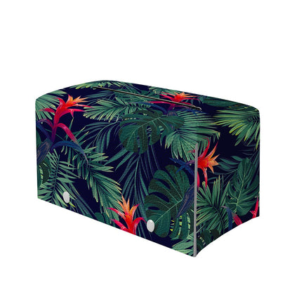 Hawaiian Palm Leaves Pattern Print Leather Tissue Box Cover
