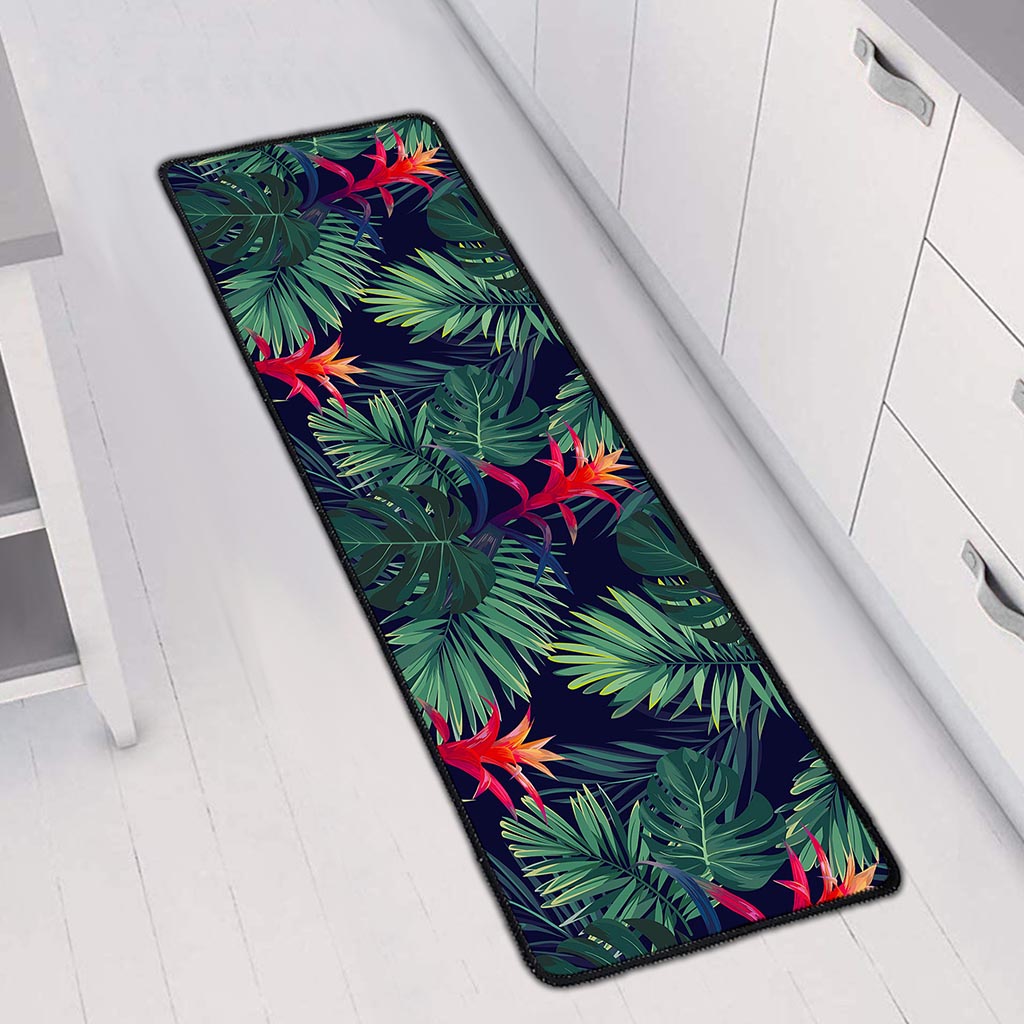 Hawaiian Palm Leaves Pattern Print Long Kitchen Mat