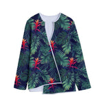 Hawaiian Palm Leaves Pattern Print Long Sleeve Short Coat