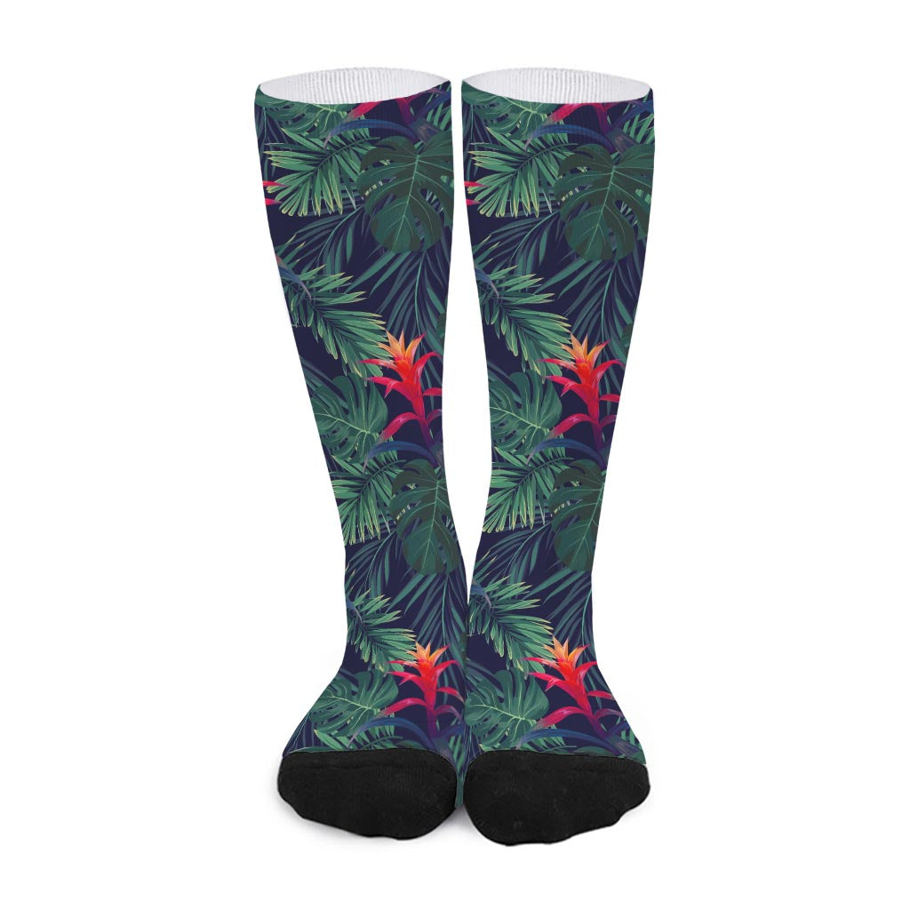 Hawaiian Palm Leaves Pattern Print Long Socks