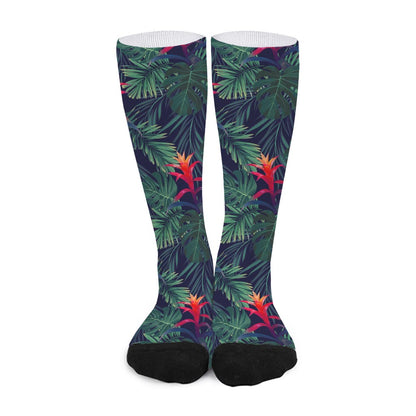 Hawaiian Palm Leaves Pattern Print Long Socks