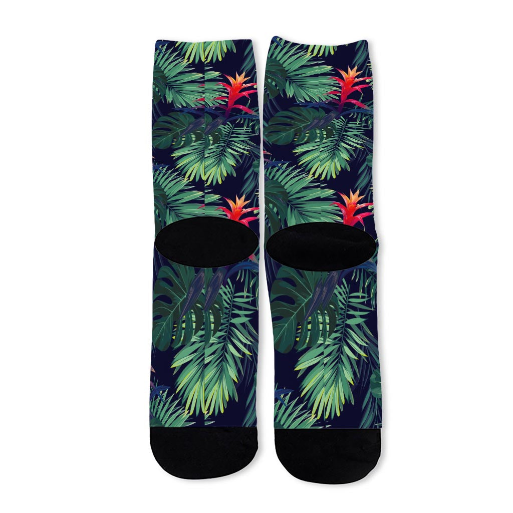 Hawaiian Palm Leaves Pattern Print Long Socks