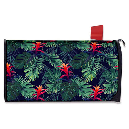 Hawaiian Palm Leaves Pattern Print Mailbox Cover