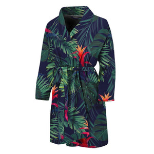 Hawaiian Palm Leaves Pattern Print Men's Bathrobe