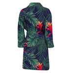 Hawaiian Palm Leaves Pattern Print Men's Bathrobe