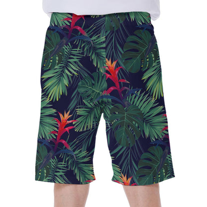 Hawaiian Palm Leaves Pattern Print Men's Beach Shorts