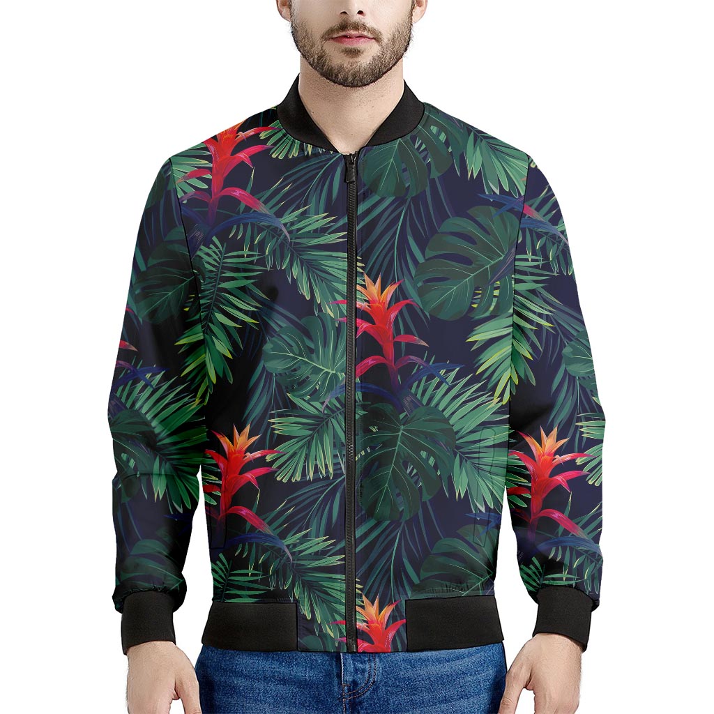 Hawaiian Palm Leaves Pattern Print Men's Bomber Jacket