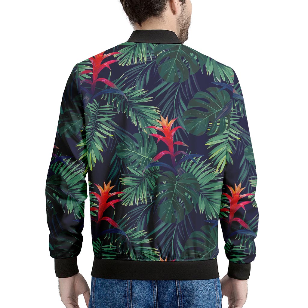 Hawaiian Palm Leaves Pattern Print Men's Bomber Jacket