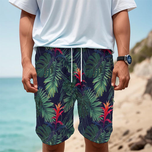 Hawaiian Palm Leaves Pattern Print Men's Cargo Shorts