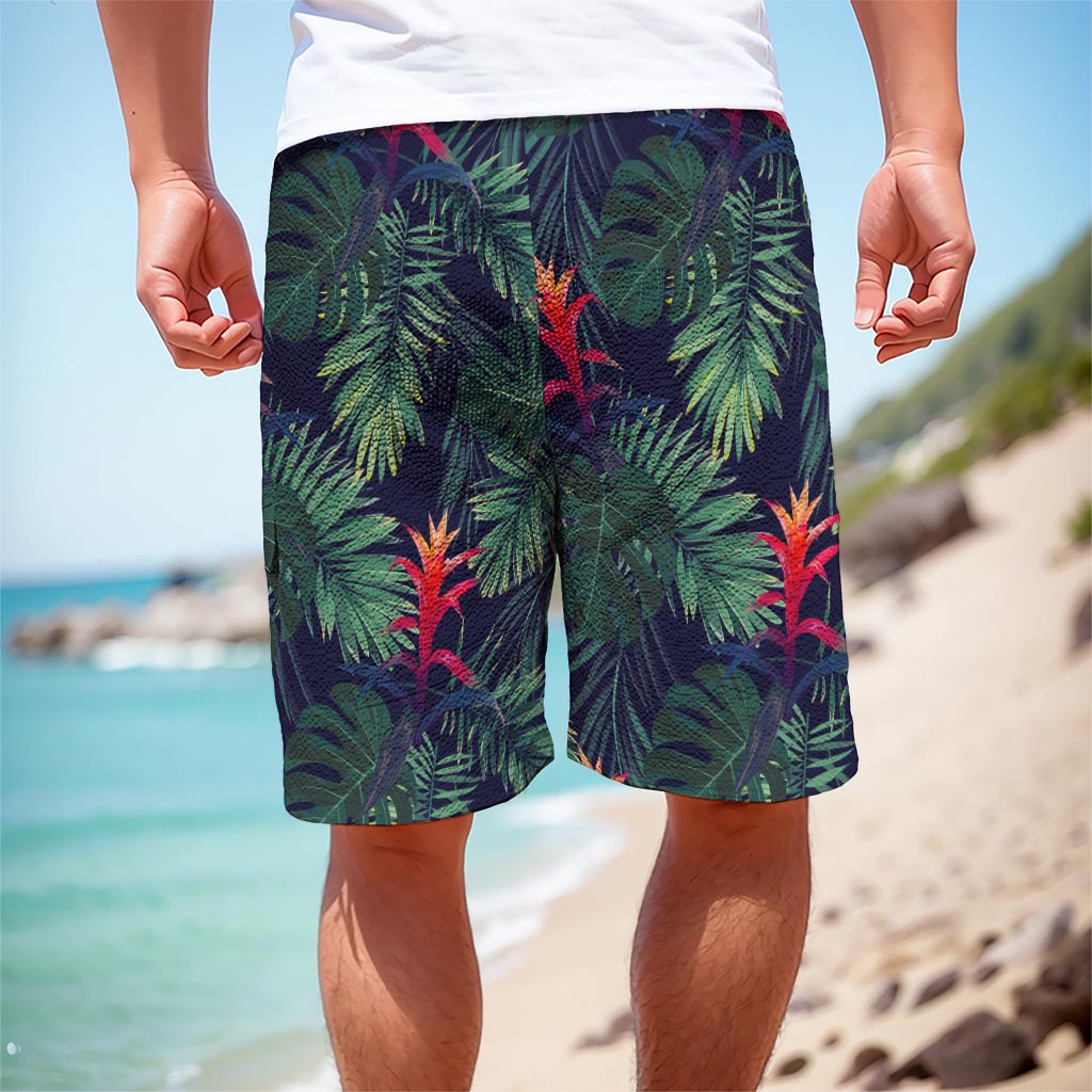 Hawaiian Palm Leaves Pattern Print Men's Cargo Shorts