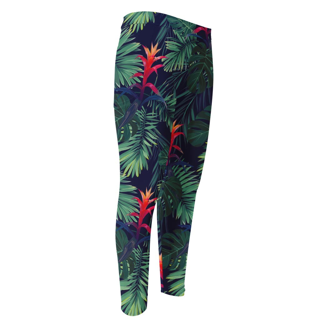 Hawaiian Palm Leaves Pattern Print Men's Compression Pants