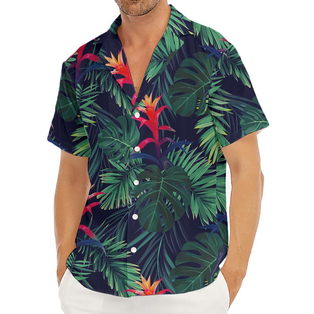 Hawaiian Palm Leaves Pattern Print Men's Deep V-Neck Shirt