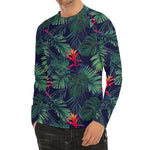 Hawaiian Palm Leaves Pattern Print Men's Long Sleeve Rash Guard