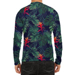 Hawaiian Palm Leaves Pattern Print Men's Long Sleeve Rash Guard