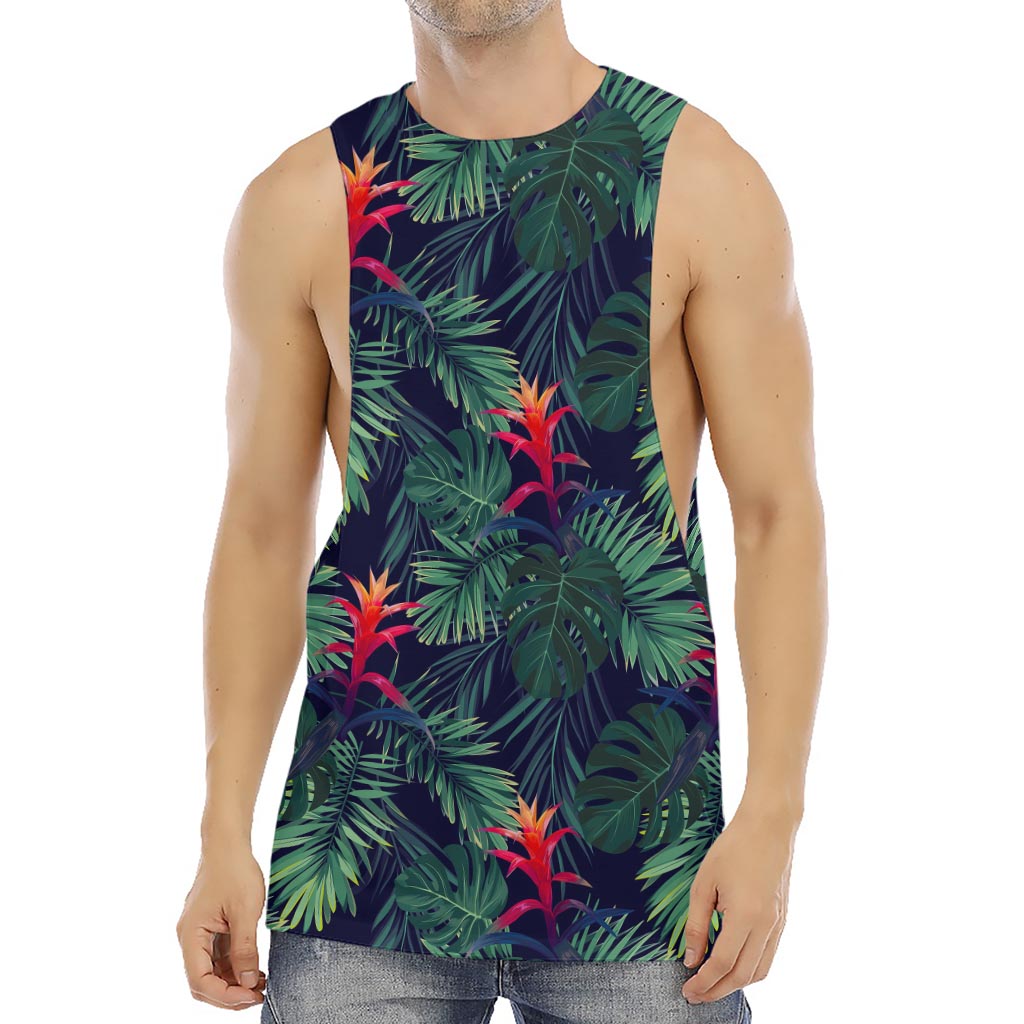 Hawaiian Palm Leaves Pattern Print Men's Muscle Tank Top