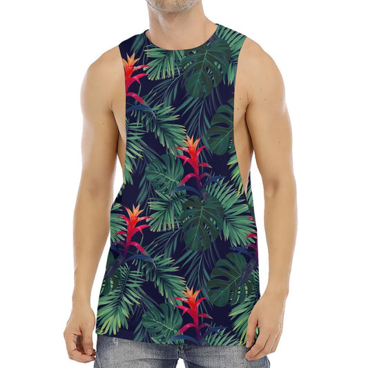Hawaiian Palm Leaves Pattern Print Men's Muscle Tank Top