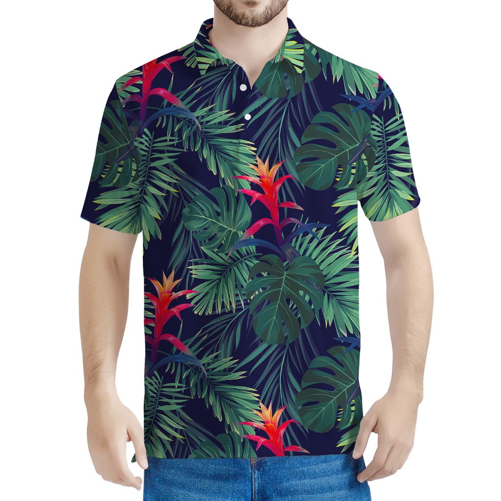 Hawaiian Palm Leaves Pattern Print Men's Polo Shirt