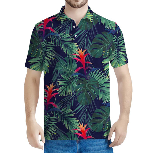 Hawaiian Palm Leaves Pattern Print Men's Polo Shirt