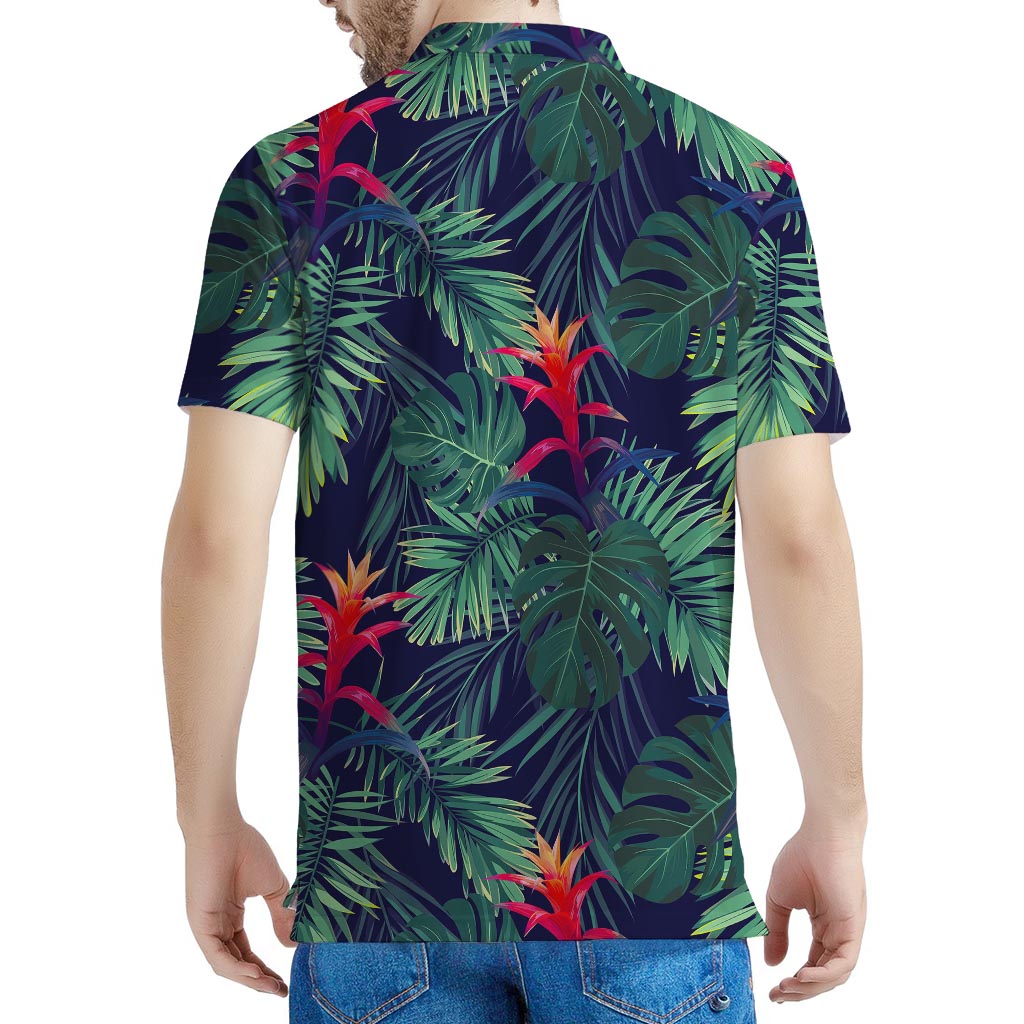 Hawaiian Palm Leaves Pattern Print Men's Polo Shirt