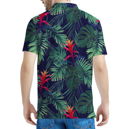 Hawaiian Palm Leaves Pattern Print Men's Polo Shirt