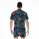 Hawaiian Palm Leaves Pattern Print Men's Rompers