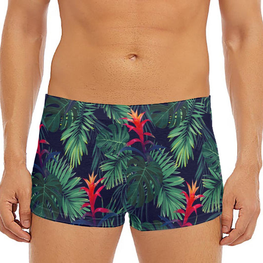 Hawaiian Palm Leaves Pattern Print Men's Short Boxer Briefs