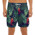 Hawaiian Palm Leaves Pattern Print Men's Split Running Shorts