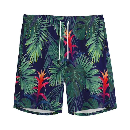 Hawaiian Palm Leaves Pattern Print Men's Sports Shorts