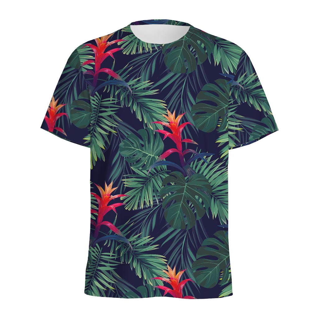 Hawaiian Palm Leaves Pattern Print Men's Sports T-Shirt