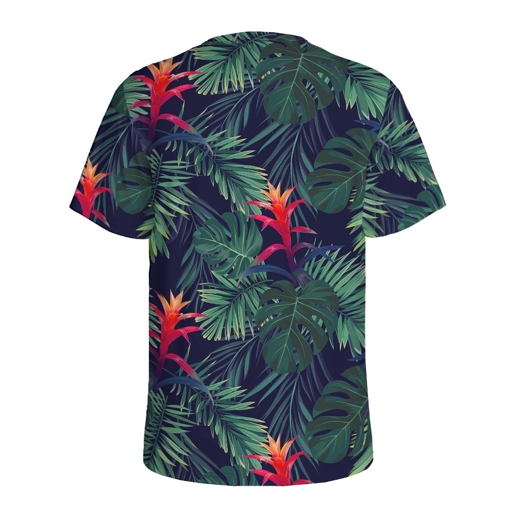 Hawaiian Palm Leaves Pattern Print Men's Sports T-Shirt