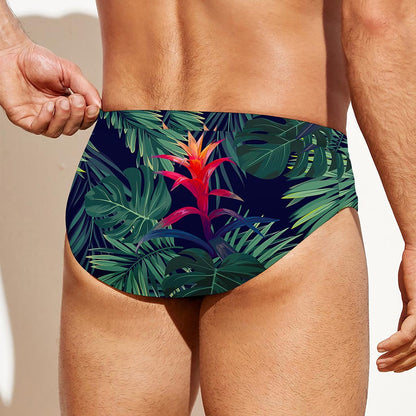 Hawaiian Palm Leaves Pattern Print Men's Swim Briefs