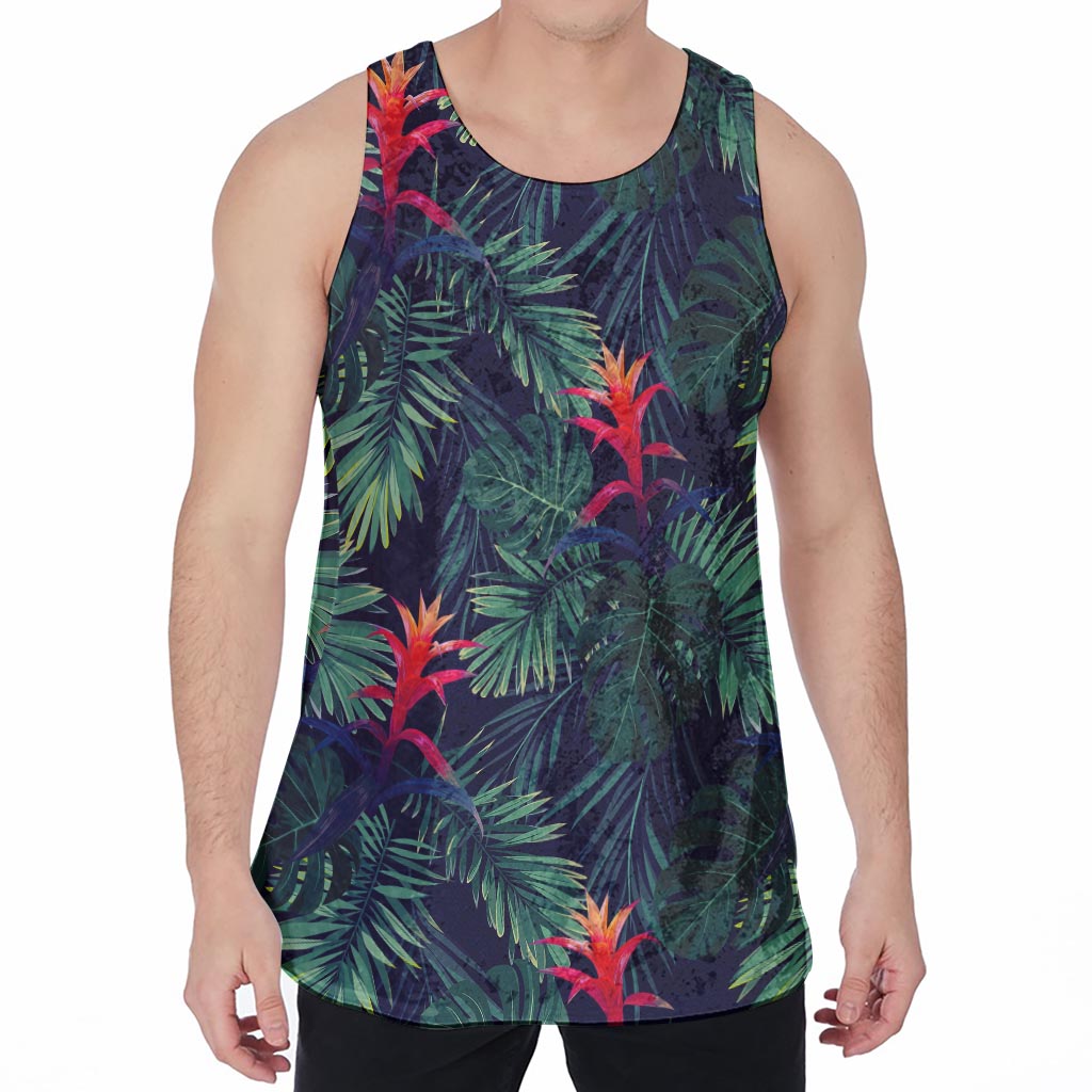 Hawaiian Palm Leaves Pattern Print Men's Velvet Tank Top