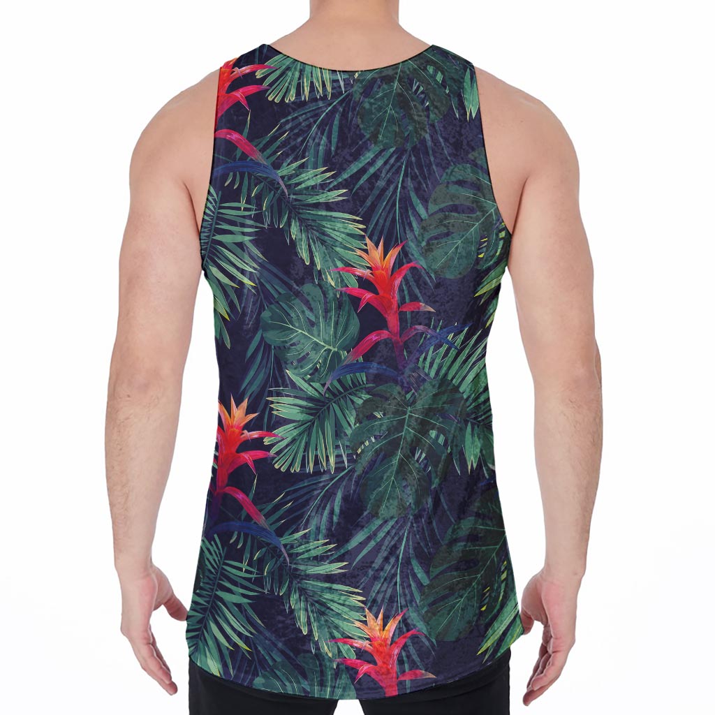 Hawaiian Palm Leaves Pattern Print Men's Velvet Tank Top