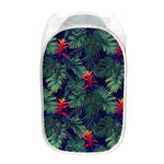 Hawaiian Palm Leaves Pattern Print Mesh Laundry Hamper