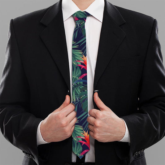 Hawaiian Palm Leaves Pattern Print Necktie