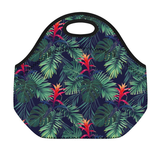 Hawaiian Palm Leaves Pattern Print Neoprene Lunch Bag