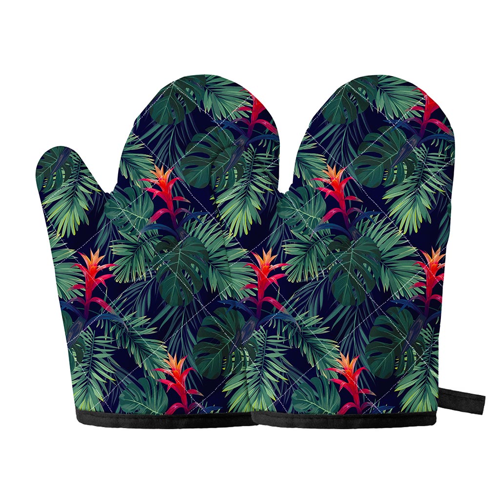 Hawaiian Palm Leaves Pattern Print Oven Mitts