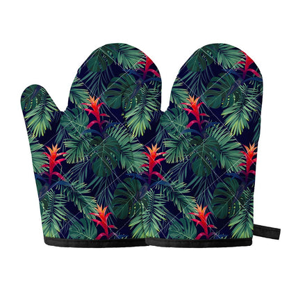 Hawaiian Palm Leaves Pattern Print Oven Mitts