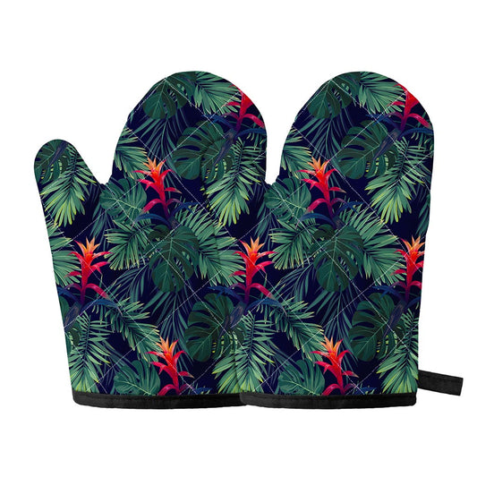 Hawaiian Palm Leaves Pattern Print Oven Mitts