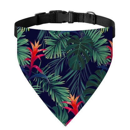 Hawaiian Palm Leaves Pattern Print Over The Collar Dog Bandana