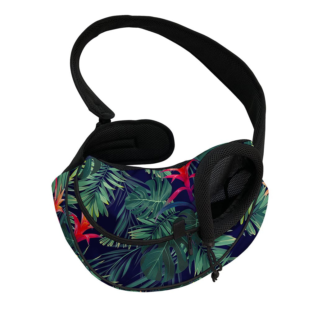 Hawaiian Palm Leaves Pattern Print Pet Sling Carrier