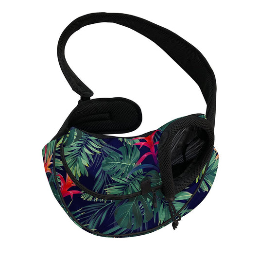 Hawaiian Palm Leaves Pattern Print Pet Sling Carrier
