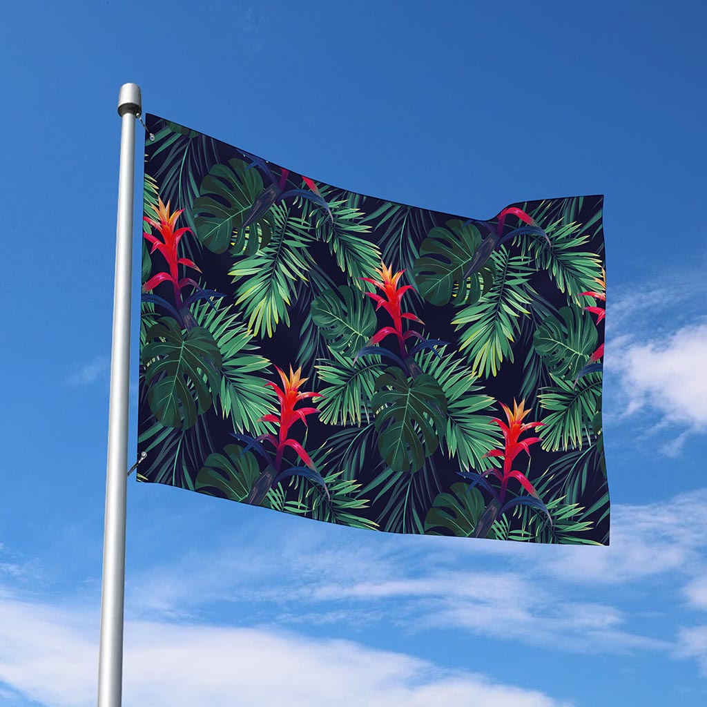 Hawaiian Palm Leaves Pattern Print Polyester Flag
