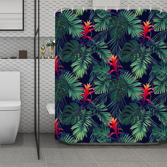 Hawaiian Palm Leaves Pattern Print Polyester Shower Curtain