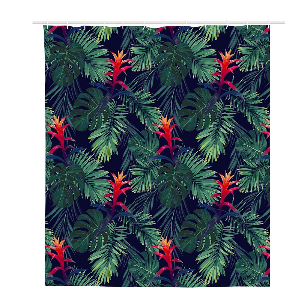Hawaiian Palm Leaves Pattern Print Polyester Shower Curtain