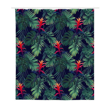 Hawaiian Palm Leaves Pattern Print Polyester Shower Curtain