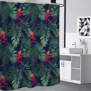 Hawaiian Palm Leaves Pattern Print Premium Shower Curtain