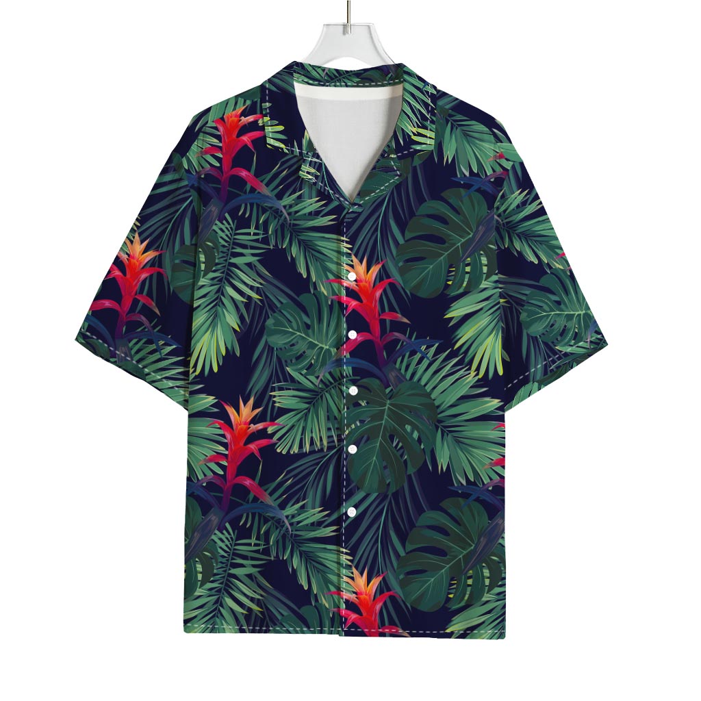 Hawaiian Palm Leaves Pattern Print Rayon Hawaiian Shirt