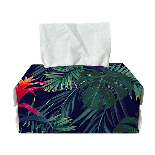 Hawaiian Palm Leaves Pattern Print Rectangle Tissue Box Cover